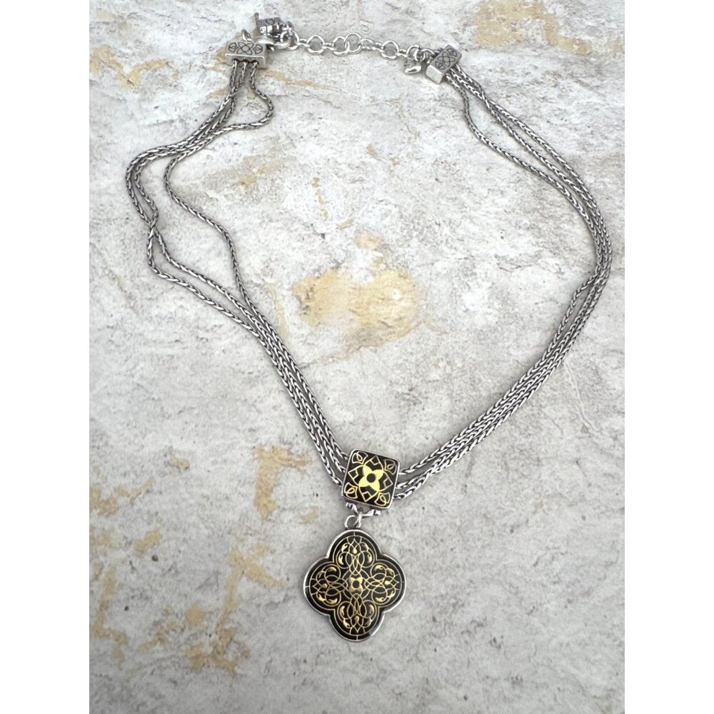 Brighton Alhambra Pendant Necklace Triple Strand Silver Gift